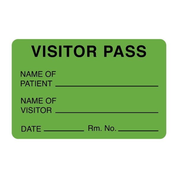 Visitor Pass - Name Of Patient/Visitor 1-15/16" x 3"